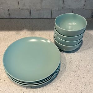 Turquoise Glass Plates & Bowls